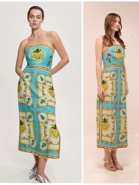 NWT Alemais La Musica Midi Dress Exclusive Blue Strapless Size Women’s 6